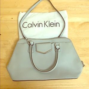 Calvin Klein Grey Saffiano Leather Bag